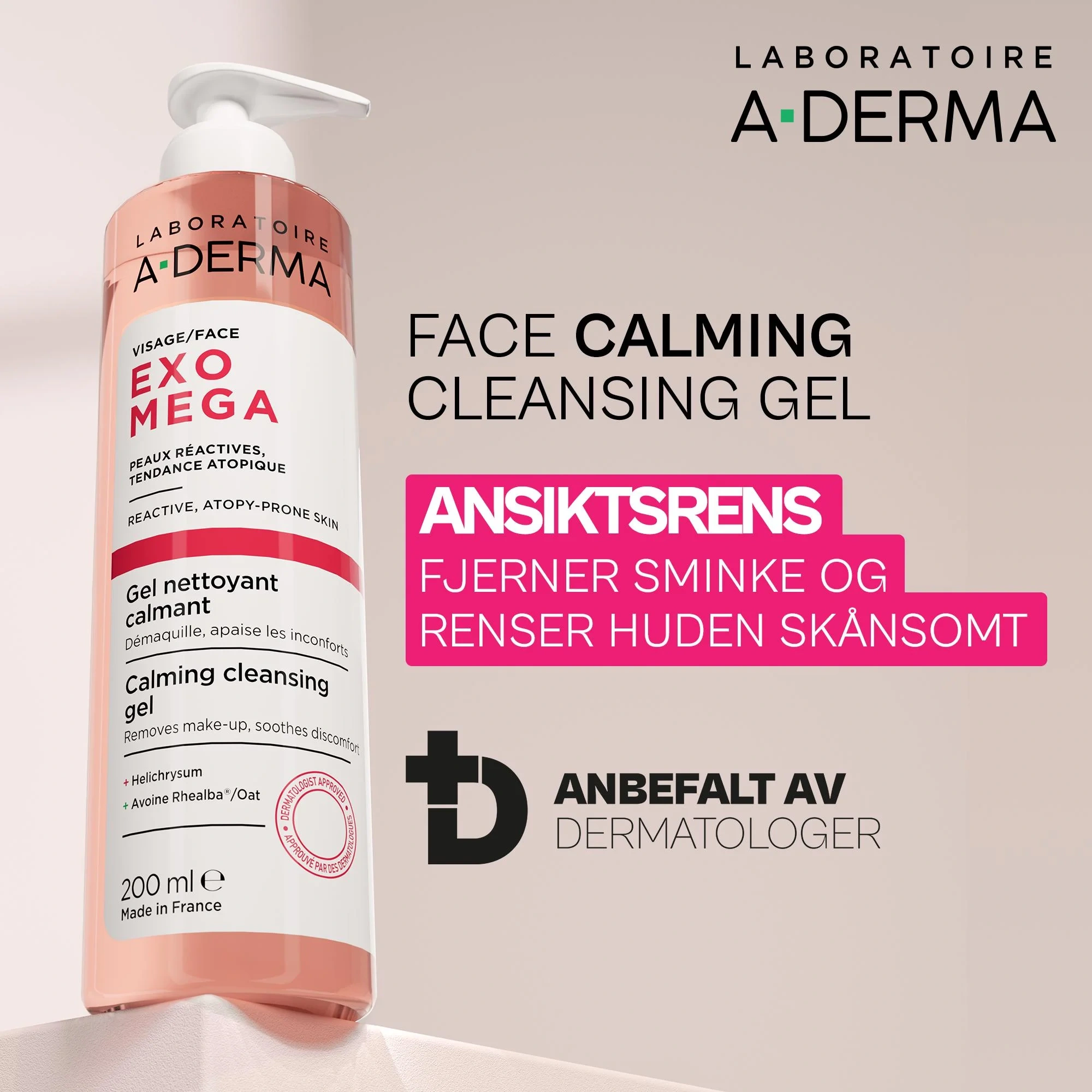 A-Derma Exomega Calming Cleansing Gel, 200 ml
