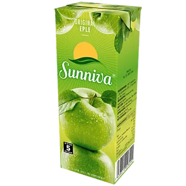 Sunniva Eplejuice 12x0,25l Sugerør Helt Brett