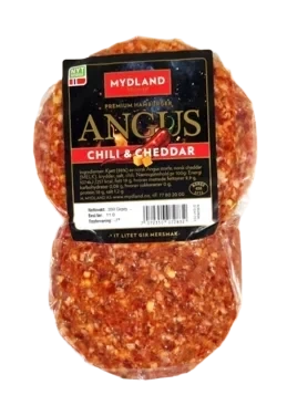 Angusburger Chili & Cheddar 2x165g Frys Mydland