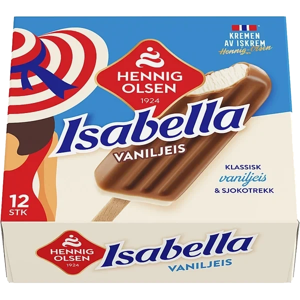 Isabella Vaniljeis m/Sjokotrekk 12stk Hennig-Olsen Is