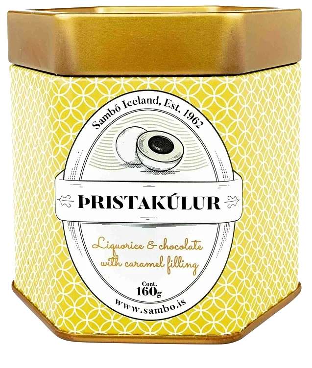 Pristakulur milk chocolate w/caramel & liquorice   160g