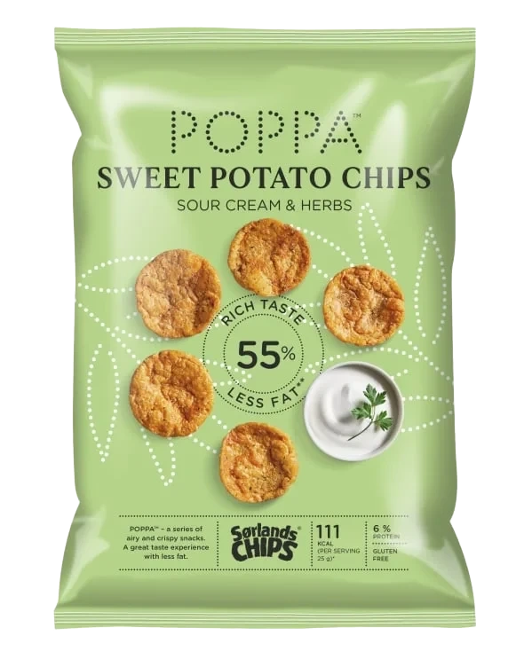Poppa Chips Søtpotet Rømme&Urter 75g Sørlands