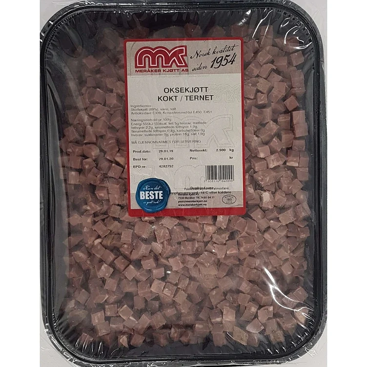 Oksekjøtt kokt/ternet 2,5kg