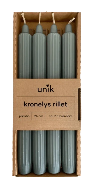 Kronelys Grønn Rillet 4stk Unik
