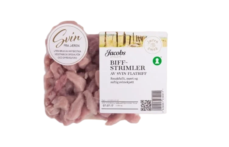 Svinestrimler Flatbiff 250g Jacobs Utvalgte