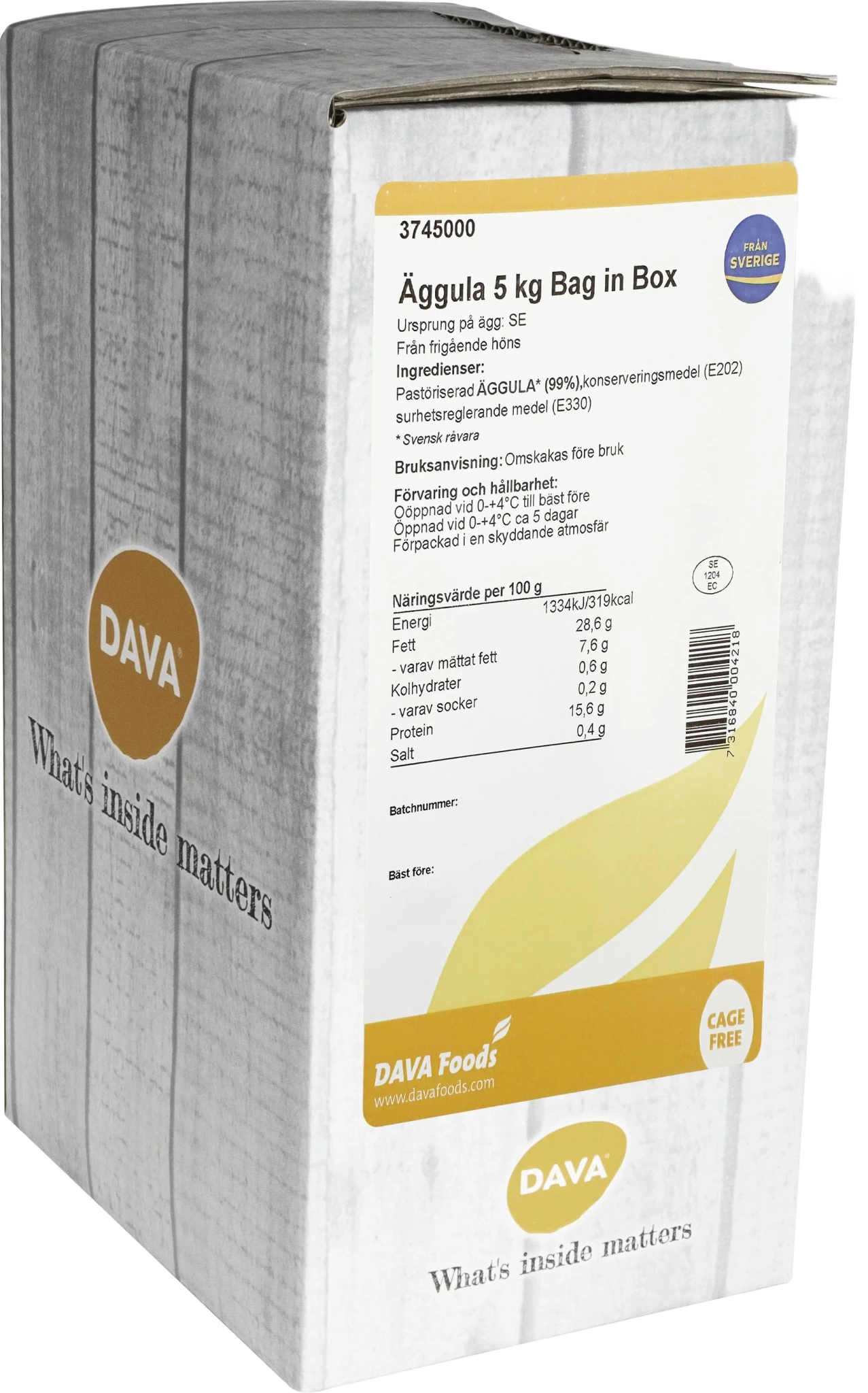 Äggula frigående inne SE 5kg BIB
