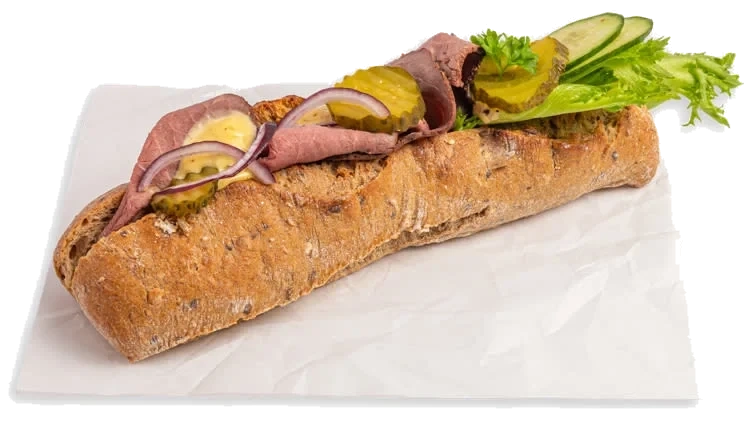 Baguette Flerkorn m/Roastbiff pr stykk