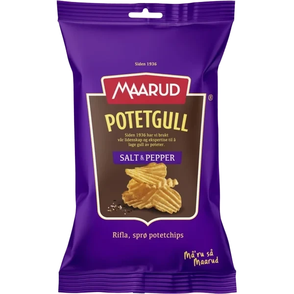 Potetgull Salt&pepper 40g Maarud Krt 20stk