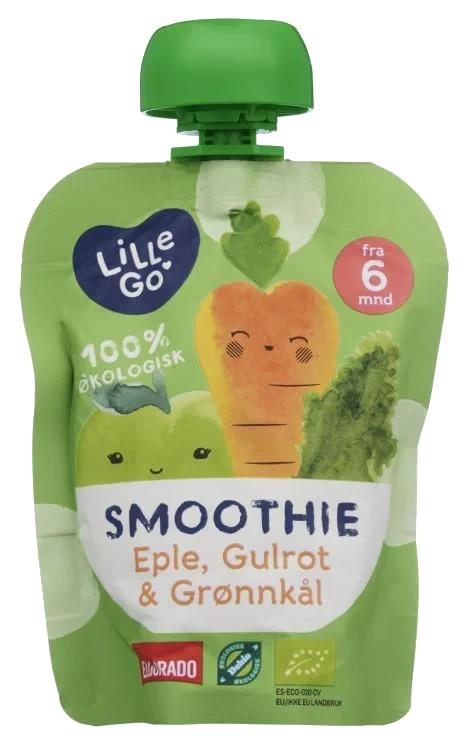 Smoothie Eple/gulrot/grønnkål 90g Lillego