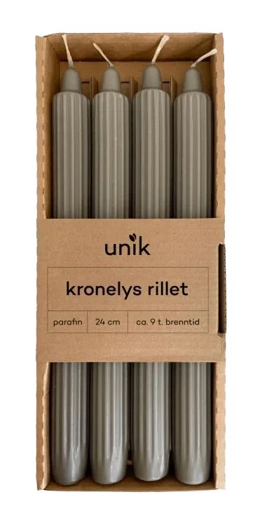 Kronelys Grå Rillet 4stk Unik