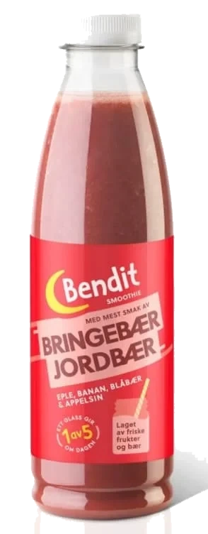 Smoothie Bringebær&jordbær 6x750ml Bendit