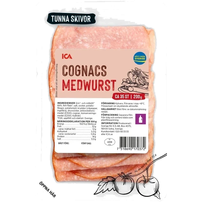Cognacsmedwurst Tunna Skivor 200g ICA
