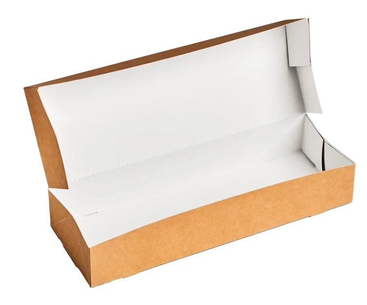 Cateringeske brun/hvit 465x160x78,5mm avriv.lokk   70stk