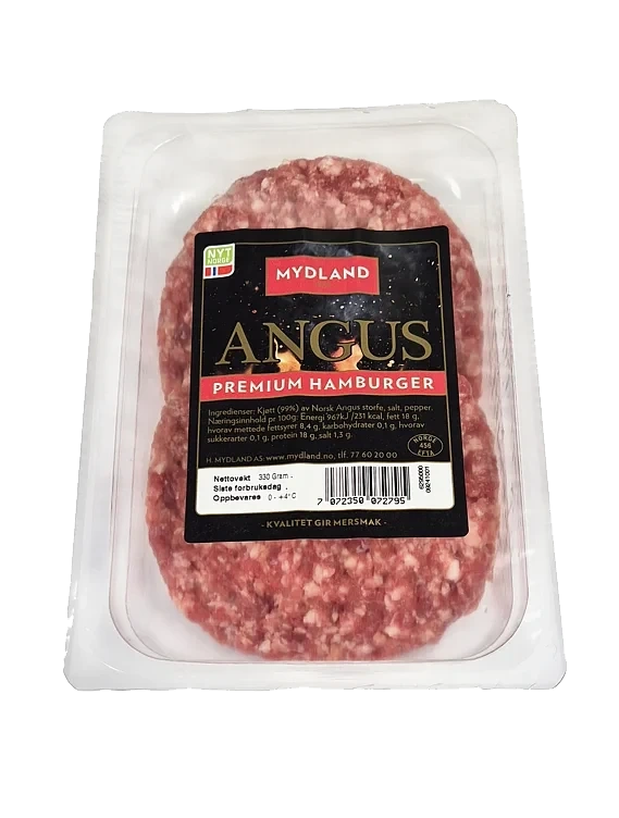 Angus Premium Hamburger 2 X 165g Fersk Mydland