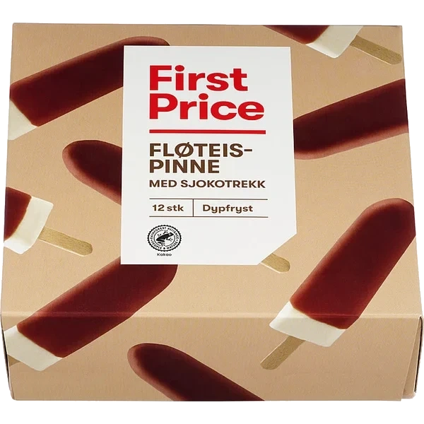 Fløteispinne m/sjokotrekk 12stk First Price