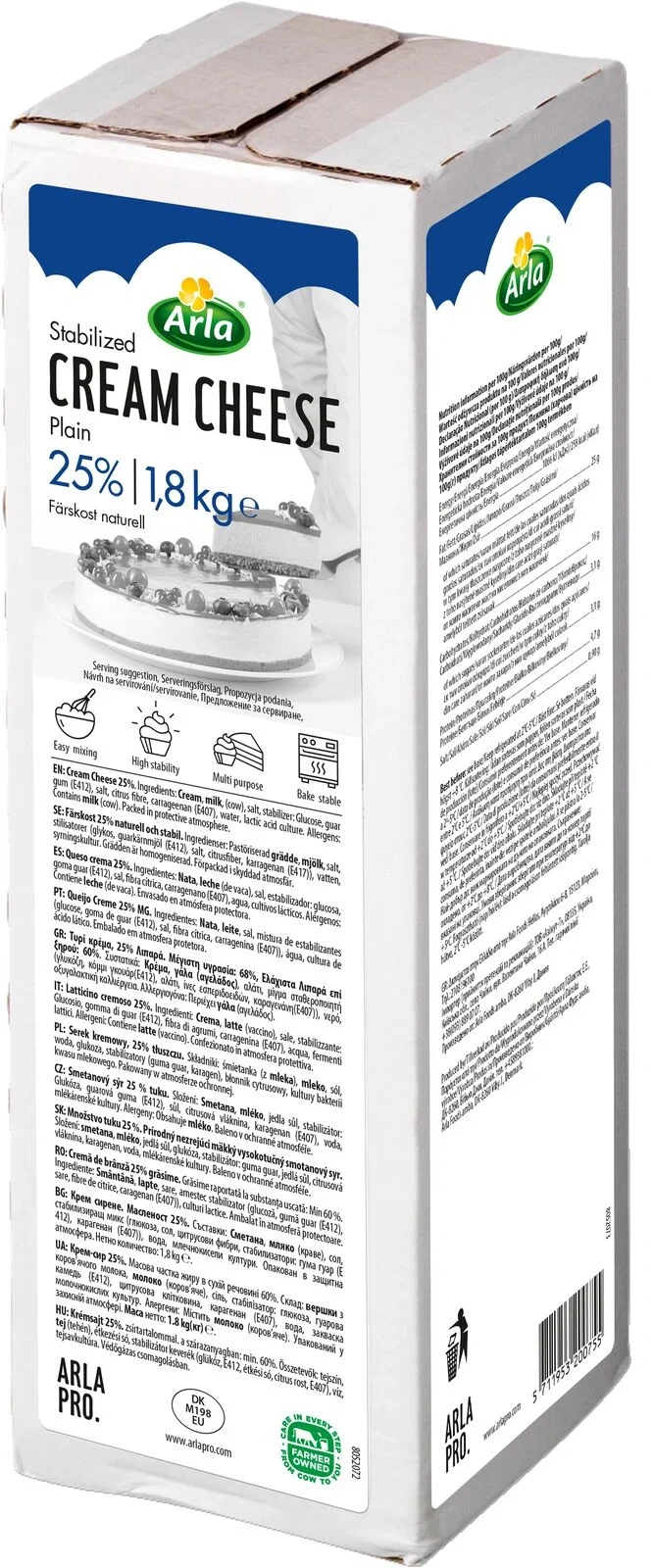 Färskost naturell stabil 25%