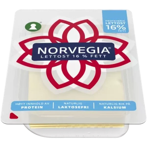 Norvegia Lettost 16% Skiver 150g Tine