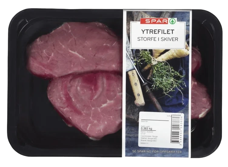 Storfe Ytrefilet skiver Ca400g Spar