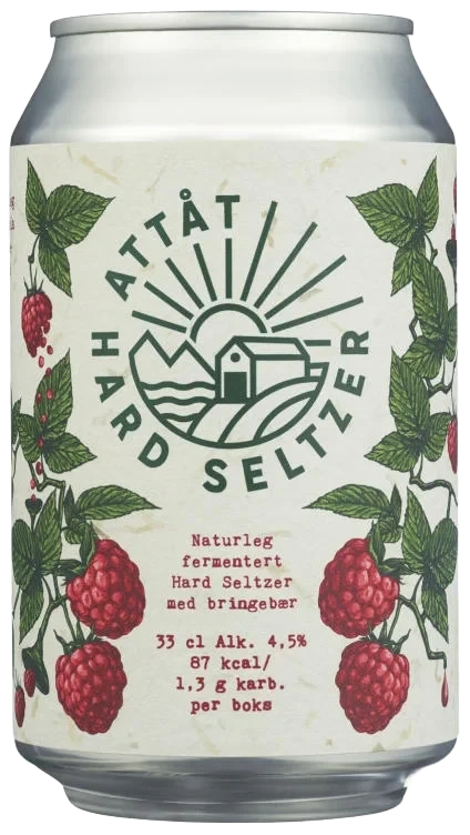 Attåt Hard Seltzer Bringebær 4.5%