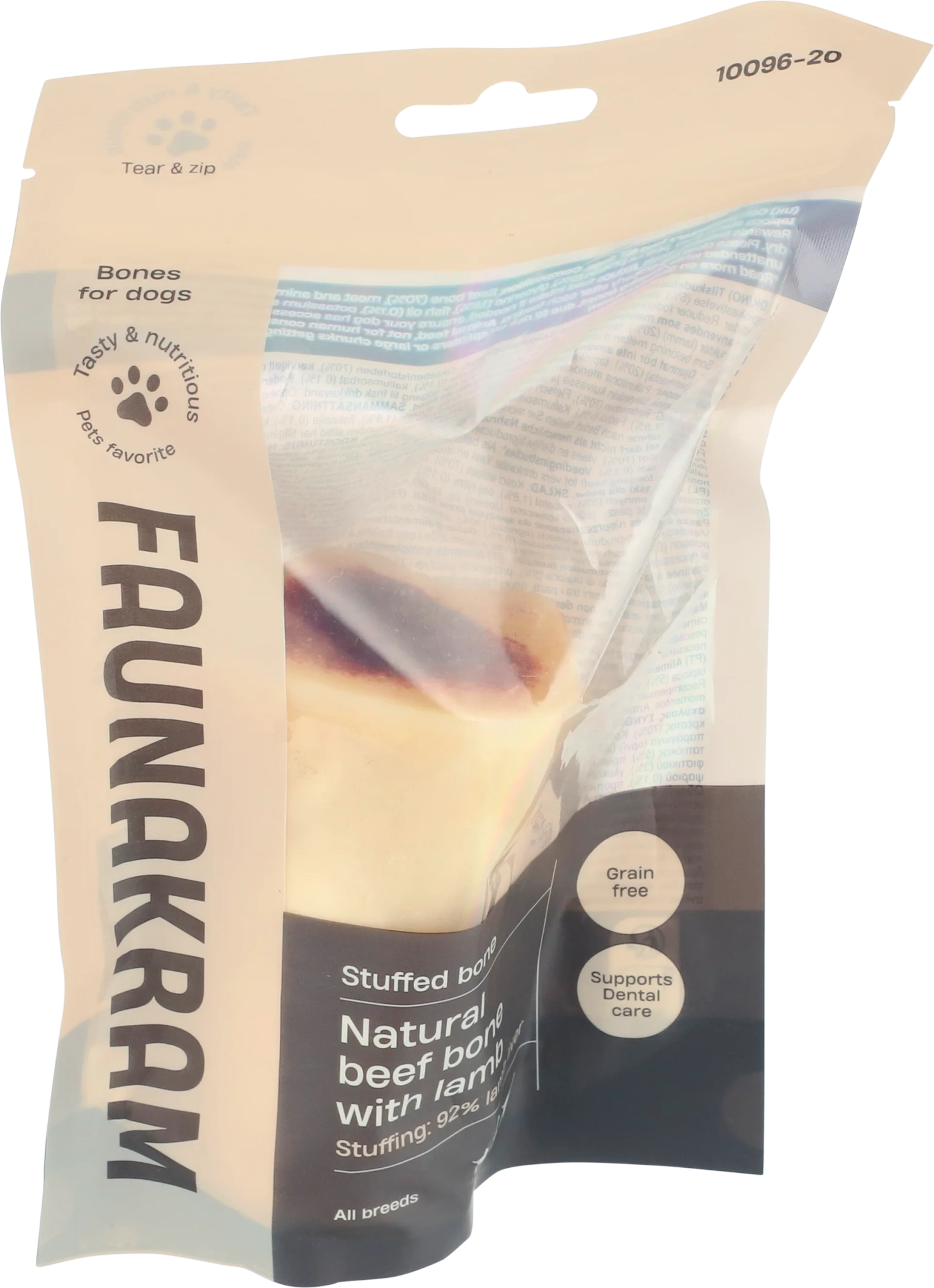 Faunakram Natural beef bone with stuffing: 92% lam
