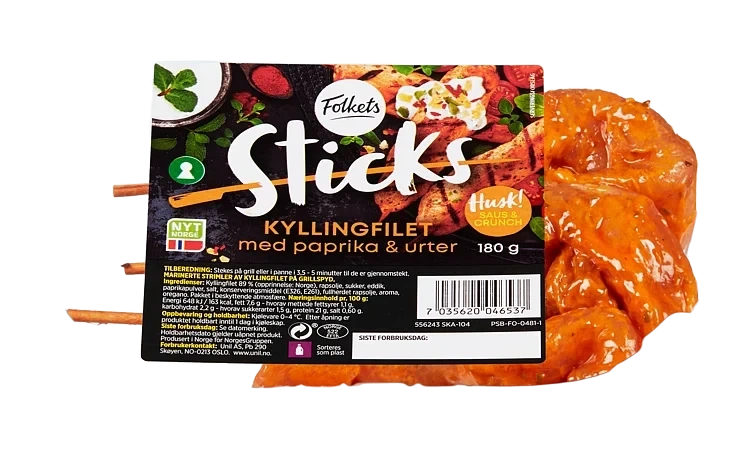 Kylling Sticks Paprika&Urter 180g Folkets