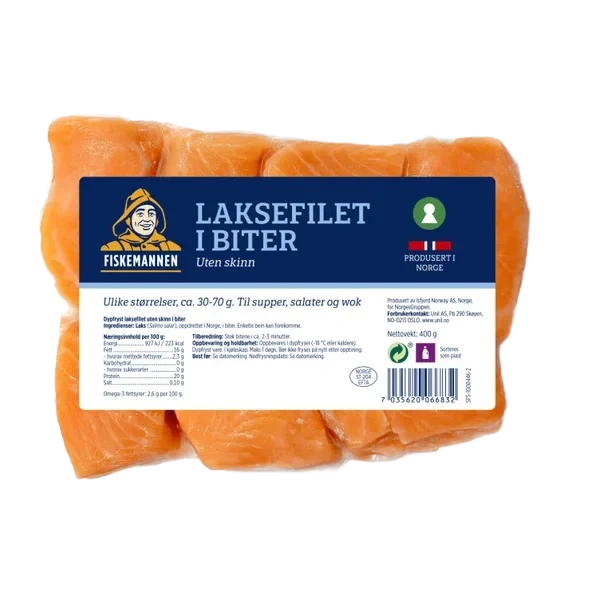 Laksefilet i Biter 400g Fiskemannen