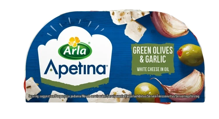 Apetina Green Olives & Garlic Snack 100g