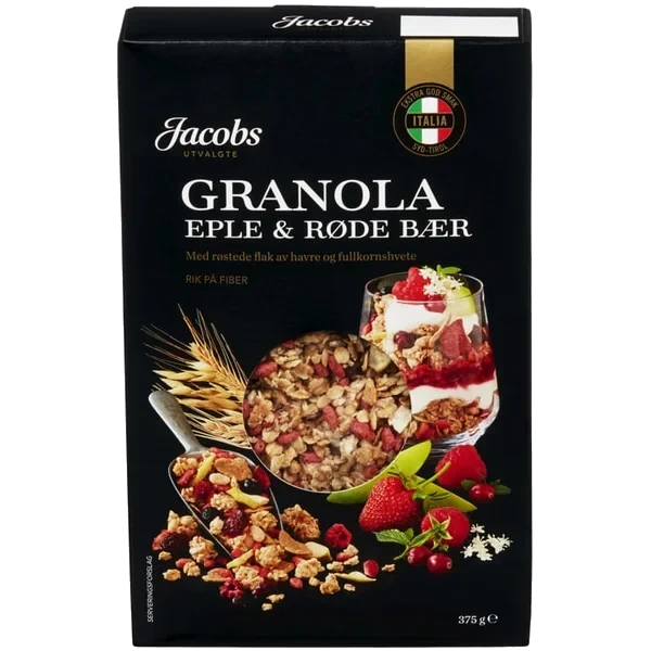 Granola Eple&bær 375g Jacobs Utvalgte