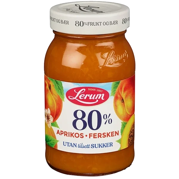 Aprikos-ferskensyltetøy Utan Tilsett Sukker 335g Lerum