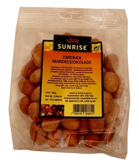 Sunrise Jordbær Mandelsjokolade