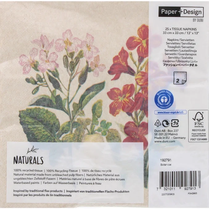 Servetter Botaniska Blommor 25-pack