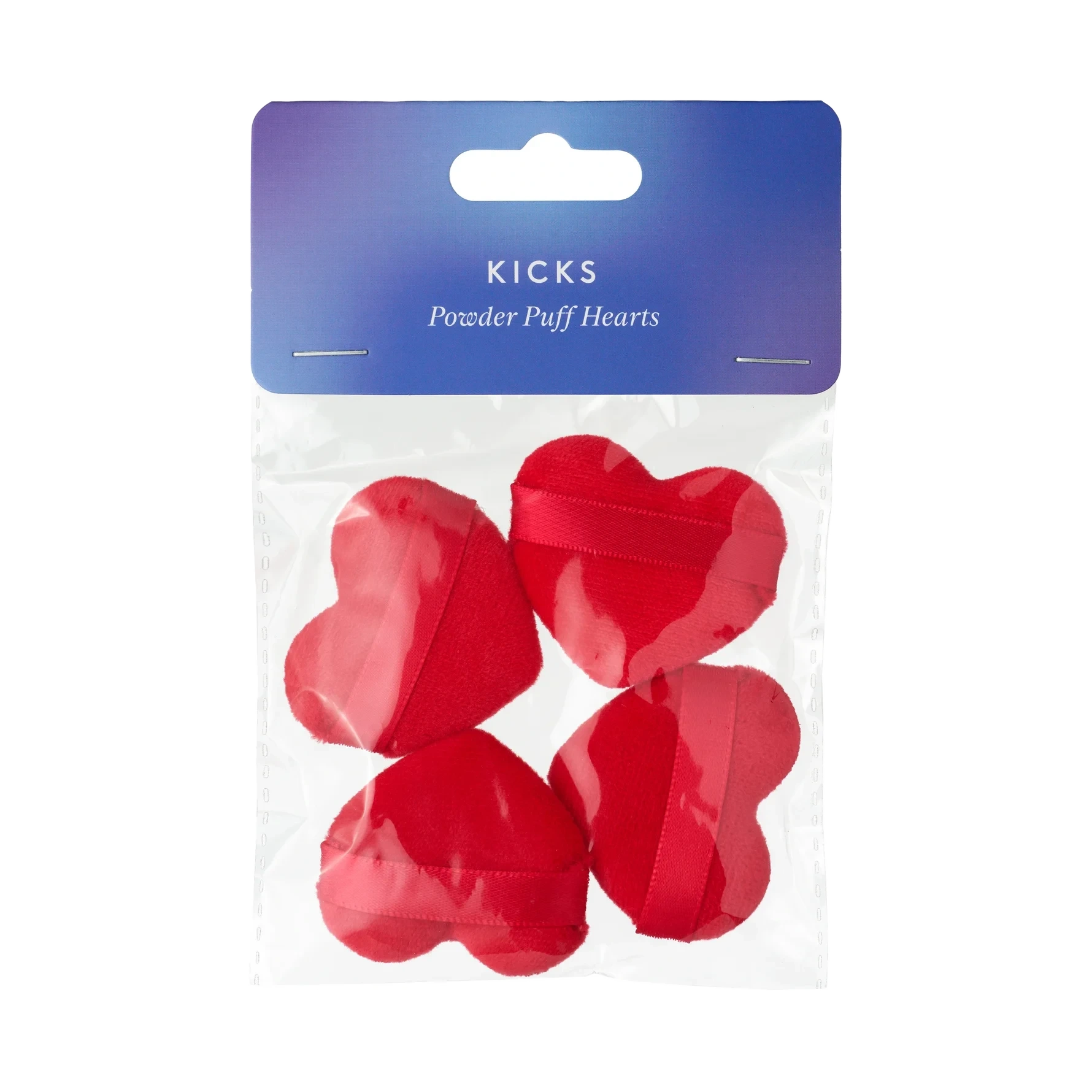 KICKS Beauty Powder Puff Hearts 4 pcs HeartsRed 4 stk