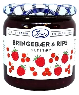 Bringebær og Ripssyltetøy 420g Lisa