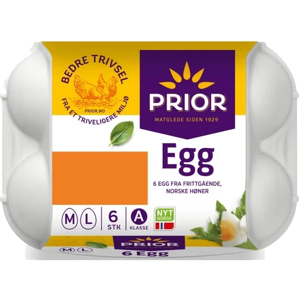 Egg Frittgående S/m/l 6stk Prior