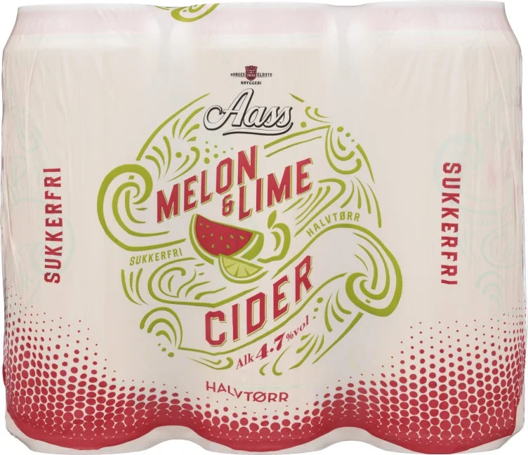 Aass Cider Melon&Lime Sukkerfri 0,5lx6 boks