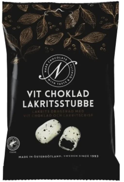 Narr Chocolate Vit Choklad Lakritsstubbe 100g