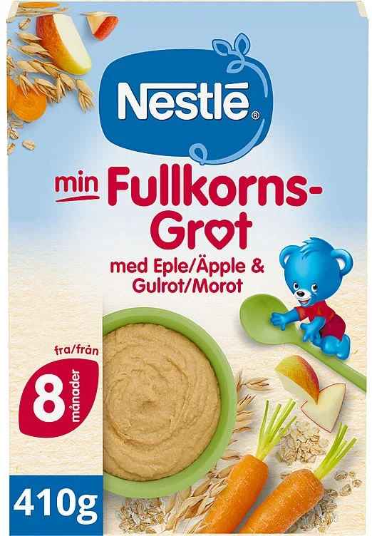 Min Fullkornsgrøt m/Eple&Gulrot 410g 8m Nestlé