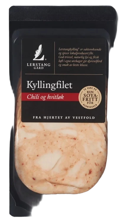 Kyllingfilet Chili skivet 100g Lerstang