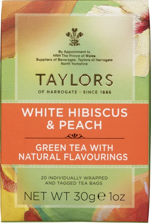Taylors Of Harrogate White Hibiscus & Peach 30g