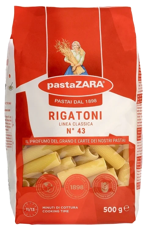 Rigatoni Store Pasta Rør 500g Pasta Zara