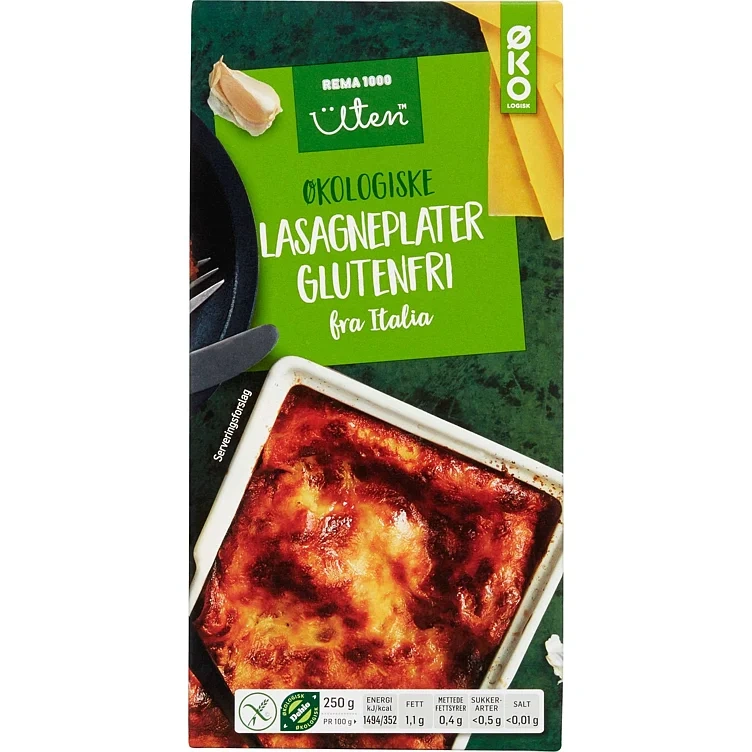 Lasagneplater glutenfri økol.   250g