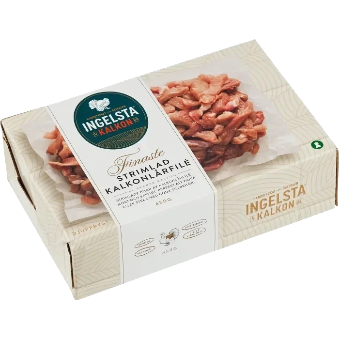Kalkonlårfilé strimlad Fryst 450g Ingelsta Kalkon