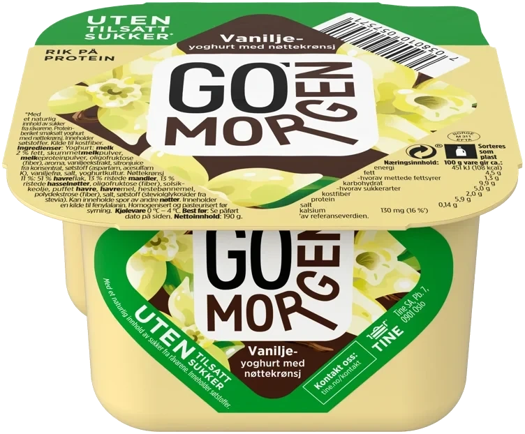 Go morgen yoghurt vanilje uten    190g