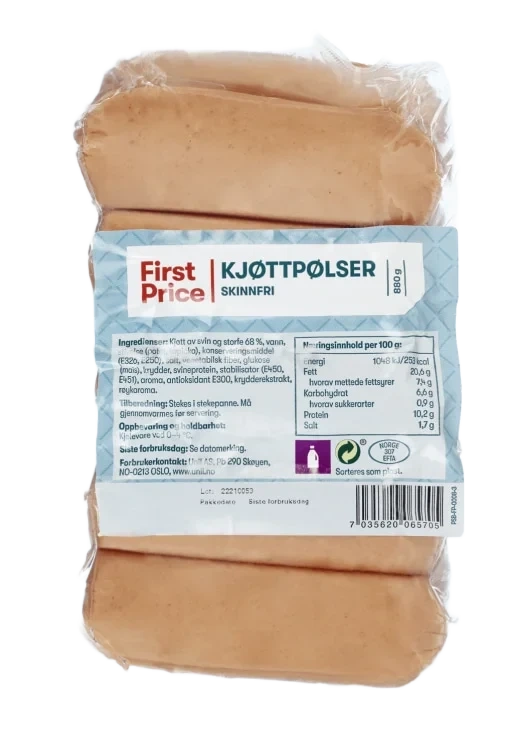 Kjøttpølse Skinnfri 880g First Price
