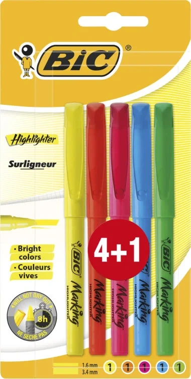 Highlighter-penn med Justerbar Meiselspiss – Assorterte Farger Pakke med 4+1