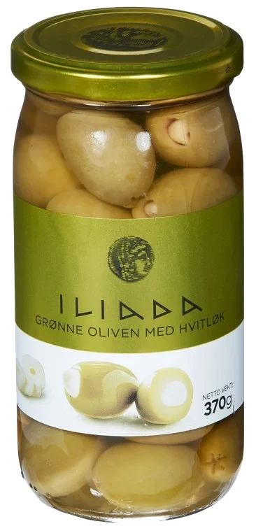 Oliven grønn m/hvitløk   370g