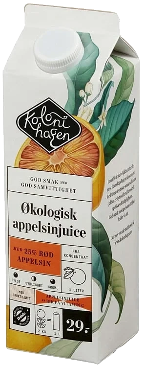Juice appelsin og rød appelsin økol.   1l