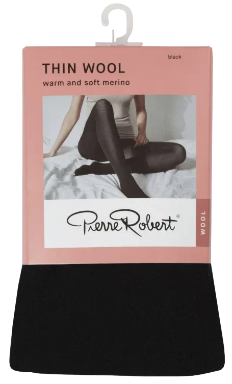 Thin Wool Tights 44-48 Black Pr