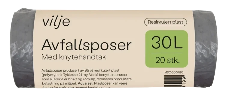 Avfallsposer 30l 20stk Vilje