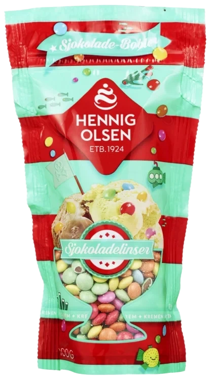 Strøssel Sjokoladelinser100g Hennig-Olsen